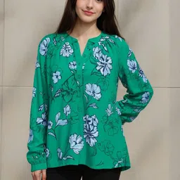 all about you Women Floral Printed Mandarin Collar Shirt Style Top-picture-48