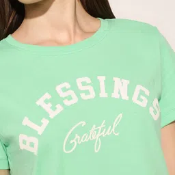 ONLY Women Typography Printed Raw Edge T-shirt image 2