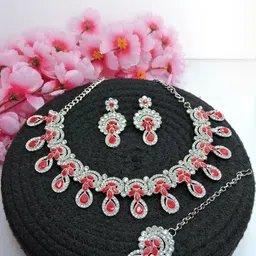 VATSALYA creation Alloy Gold- plated Red Jewellery Set-picture-36