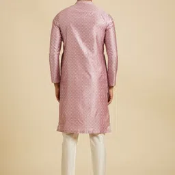 Manyavar Geometric Woven Design Mandarin Collar Straight Kurta With Pyjamas image 3