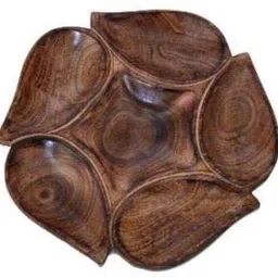 mtiban Wooden Dry Fruit Platter/ Serving Plate/Dry Fruits/Wood Leaf Design Snack Tray Tray Serving Set image 3