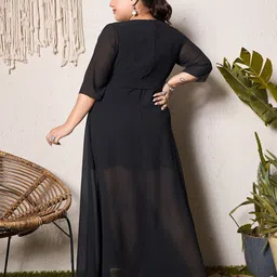 Berrylush Curve Georgette Fit & Flare Midi Dress image 4