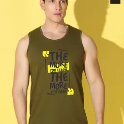 WOOSTRO Pack Of 2 Printed Super Combed Cotton Gym Vests VWS26(MORE OLIVE)(ALONE BLACK)-image-92