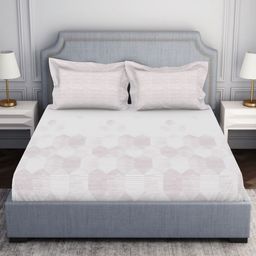 SPACES tonalelgence Violet 100% Cotton 144 TC Queen Bedsheet with 2 Pillow Covers-picture-2