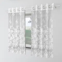 Aura White 2 Pieces Ethnic Motifs Printed Regular Cotton Window Curtains image 4