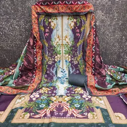 Maroosh Printed & Daimond Siroski Work Unstitched Dress Material image 4