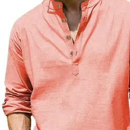 KNOWTED Mandarin Collar Roll-Up Sleeves Straight Short Kurta image 2