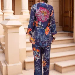 all about you Printed Mandarin Collar Neck Shirt With Trousers Co-Ords image 2