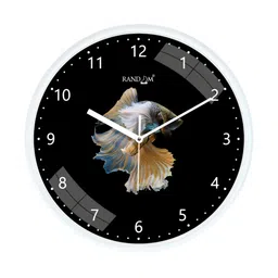 RANDOM White & Black Printed Contemporary Analogue Round Wall Clock image 2