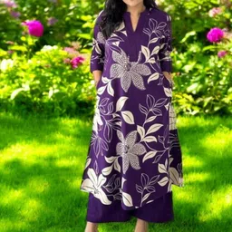 FIDHARA Floral Printed Layered V-Neck Sequinned Pure Silk Kurta With Trousers-picture-31