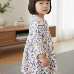 Sangria Infant Girls Printed Pure Cotton Maxi Fit & Flare Dress image 2