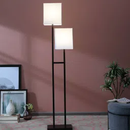 sapphire Royal White Fabric Shade Novelty Floor Lamp With Metal Base image 1