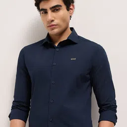 THE BEAR HOUSE Men Tailored Fit Solid Spread Collar Pure Cotton Formal Shirt-picture-25