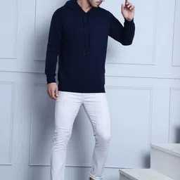 MACK JONNEY Men Solid Hooded Long Sleeves Regular Sweatshirt image 5