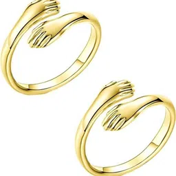 Teeragaj Set of 2 Gold-Plated Hug Finger Ring-picture-24