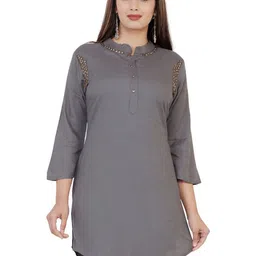 Jyoti Women Mandarin Collar Longline Top-image-45