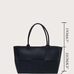 PURPLEHUNT Textured Leather Oversized Structured Tote Bag image 3