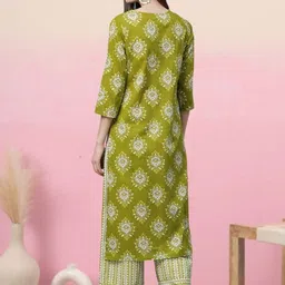 KALINI Women Ethnic Motifs Printed Regular Pure Cotton Kurta with Palazzos image 2