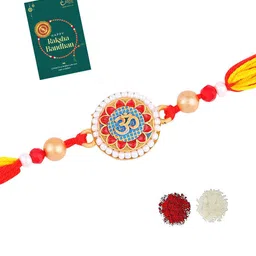 Estele Divine 'OM' Design Stone Rakhi With Roli Chawal & Greeting Card-picture-58