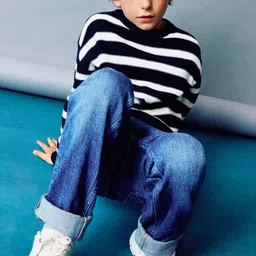 Mango Kids Boys Striped Pure Cotton Pullover image 2