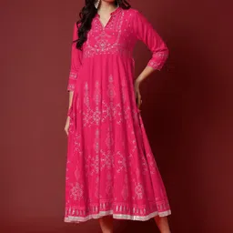 Aspriya Women Ethnic Motif Printed Fit & Flare Maxi Dress-picture-13