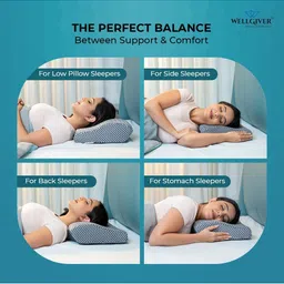 WELLGIVER Multicoloured Memory Foam Filled Polycotton Breathable Sleep Pillow image 3