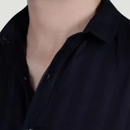 ALMATY Bruno Comfort Vertical Striped Spread Collar Slim Fit Cotton Shirt image 2