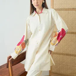 ZUMMER Embroidered Shirt Collar Tunic With Trousers Co-Ords-picture-26