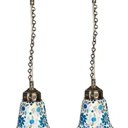 1ST TIME White & Blue 2 Pieces Textured Bell Shaped Ceiling Lamps-picture-38