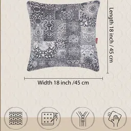 Tesmare Grey Set of 2 Ethnic Motifs Velvet Square Cushion Covers image 3