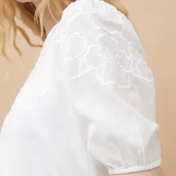 Fame Forever by Lifestyle Women Off White Regular Embroidered Top image 3