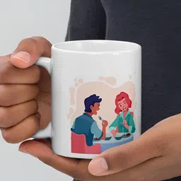 Mr UVD Pink & White Cartoon Characters Printed Ceramic Glossy Mug 350 ml image 5