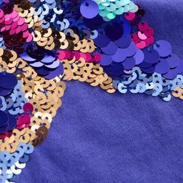 NEXT Girls Drop-Shoulder Sleeves Sequinned Pure Cotton T-shirt image 2