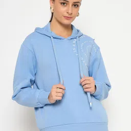 Madame Women Cotton Hooded Long Sleeves Casual Sweatshirt-picture-17