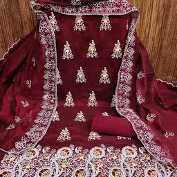 SAINOOR Floral Embroidered Unstitched Dress Material-image-27