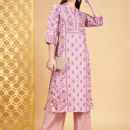 RANGMANCH BY PANTALOONS Ethnic Motifs Printed Sequinned Straight Kurta image 5