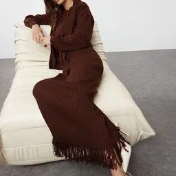 Trendyol Ribbed Dress With Shrug Co-Ords-picture-49