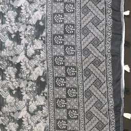 Jinal & Jinal Floral Zari Linen Blend Saree image 3