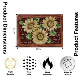 PRAKARTIK 6-Pcs Orange & Red Cotton Floral Printed Rectangle Table Placemats image 5