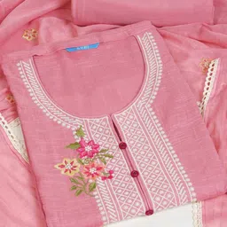KAMI KUBI Embroidered Pure Cotton Unstitched Dress Material-image-3