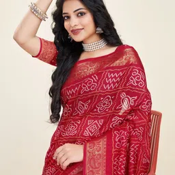 GHAN SALS Woven Design Bandhani Printed Saree image 5