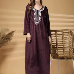 KLOTTHE Women Embroidered Maxi Nightdress-picture-13
