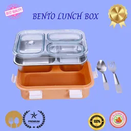 moira international Compartment -3 Sealed Leak Proof Stainless Steel For Kid's & Adult_REG65 3 Containers Lunch Box-picture-21
