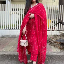 KALINI Women Ethnic Motifs Printed Regular Kurta with Trousers & With Dupatta image 3