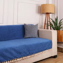 STITCHNEST Blue 2 Seater Chenille Sofa Cover-picture-19
