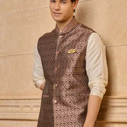 Tasva Woven Design Nehru Jackets image 4