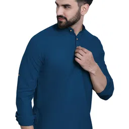 BHUVIKOO Band Collar Roll-Up Sleeves Short Kurta image 5
