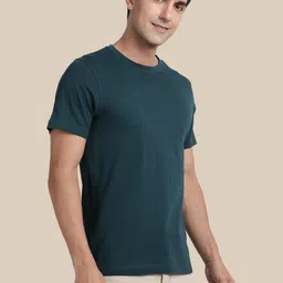 SOULIVELY Men Back Logo Printed Anti-Microbial Fade Proof Pure Cotton T-shirt image 4