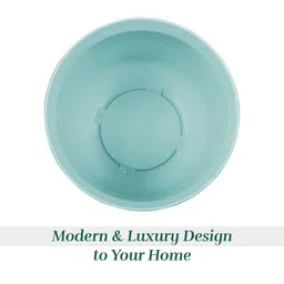 Kuber Industries Blue & White 6 Pieces Textured Planters With Plate image 5