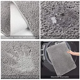 IVAZA Grey Microfibre 1400 GSM Bath Rugs image 3